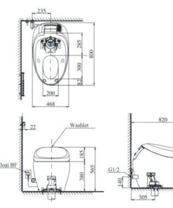 Bảng vẽ bồn cầu thông minh TOTO