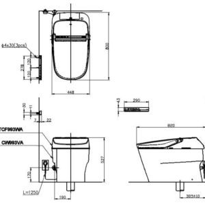 Bảng vẽ Bồn cầu điện tử TOTO CW993VA#NW1/TCF993WA#NW1/T53P100VR NEOREST XH II