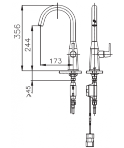 bản vẽ Vòi bếp COTTO CT4911A(DC) Nóng Lạnh Tự Động