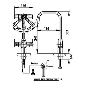 bản vẽ Vòi bếp COTTO CT1109A Lạnh