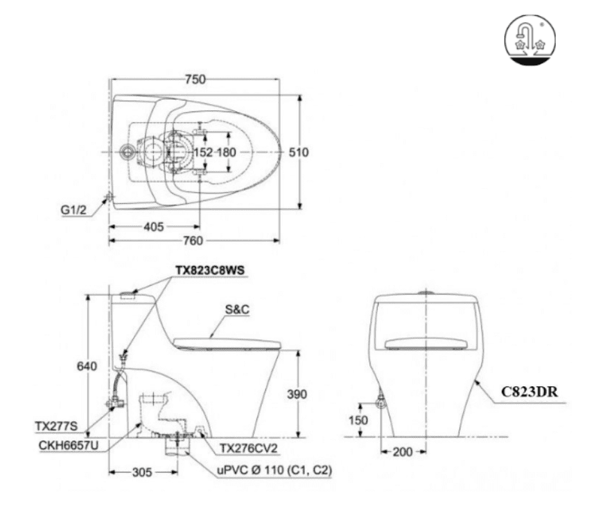 Bồn Cầu Điện Tử TOTO MS823DRW11
