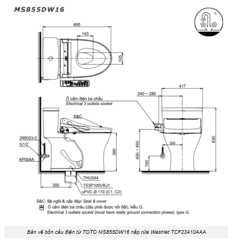 TOTO MS855DW16