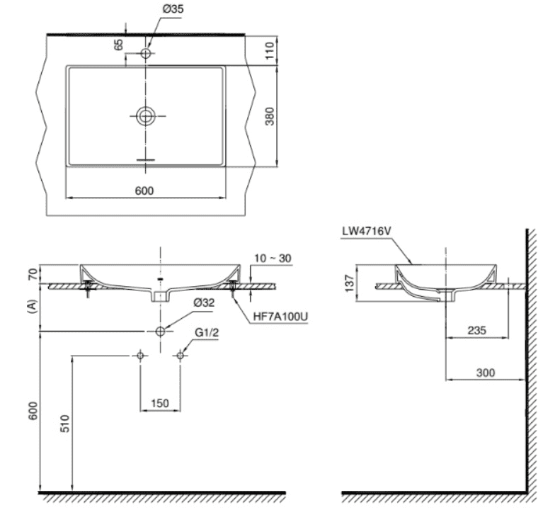 Chậu rửa mặt Lavabo TOTO LT4716