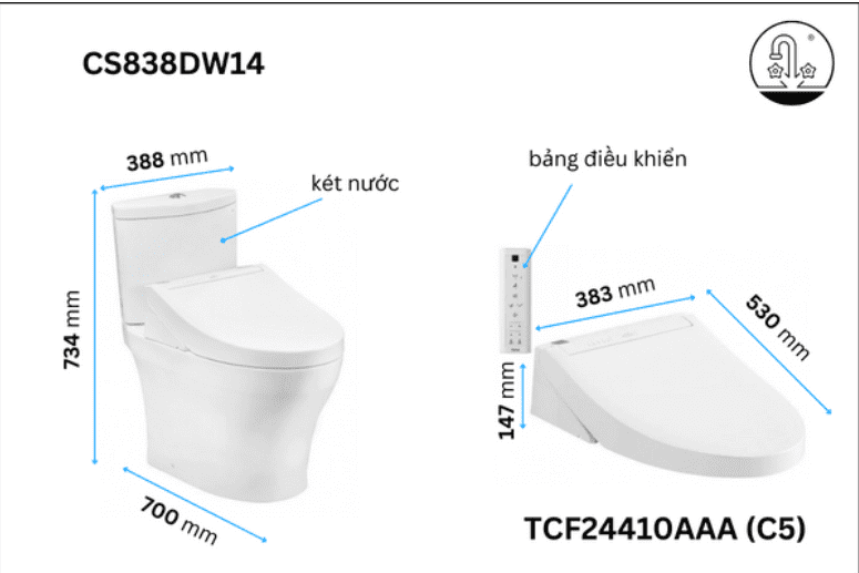 Bồn cầu điện tử TOTO CS838DW14