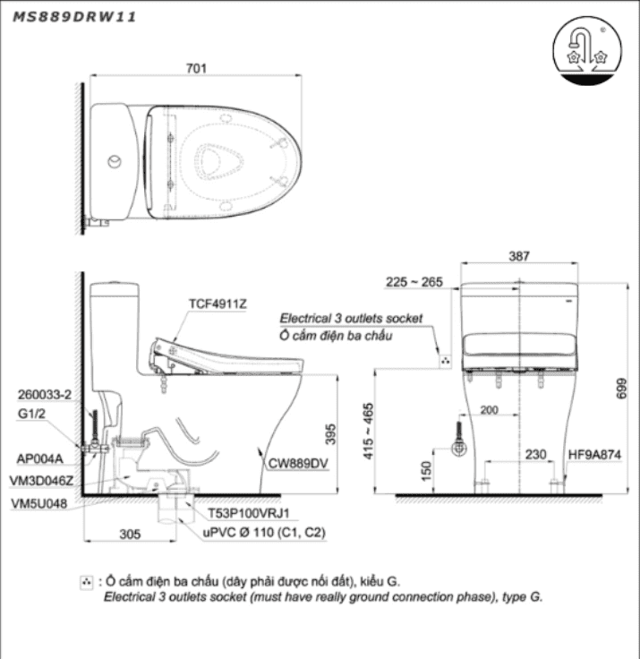 bồn cầu thông minh ToTo MS889DRW11