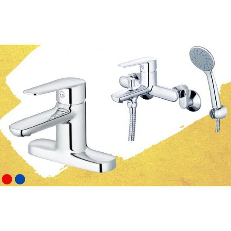 Vòi Lavabo CAESAR B382CU Nóng Lạnh Xả Nhấn
