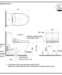 bản vẽ Bồn cầu thông minh ToTo MS889DRW11