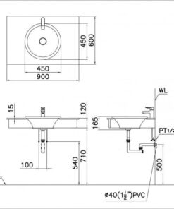 Lavabo CAESAR LF5016 Dương Vành