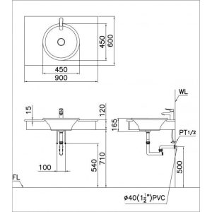 Lavabo CAESAR LF5016 Dương Vành