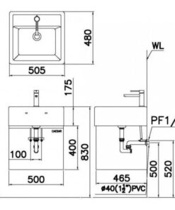 Lavabo CAESAR LF5236 Đặt Bàn Chữ Nhật