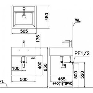 Lavabo CAESAR LF5236 Đặt Bàn Chữ Nhật
