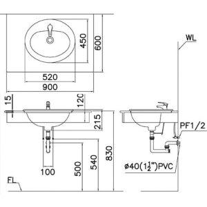 Lavabo CAESAR L5018 Dương Vành
