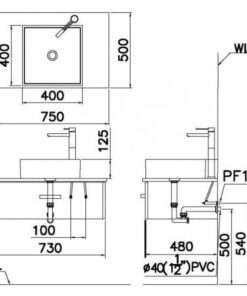 Lavabo CAESAR LF5252 Đặt Bàn Vuông