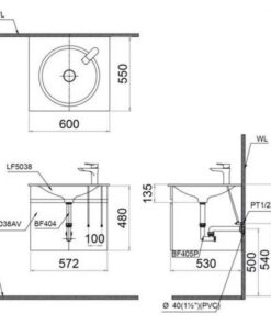 Lavabo CAESAR LF5038 Dương Bàn