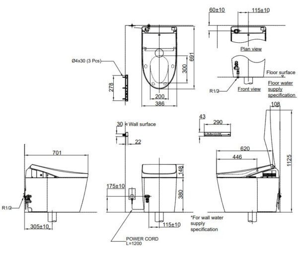 bảng vẽ bồn cầu toto