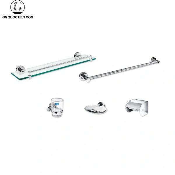 Bộ 5 món inox Viglacera VG92 với thiết kế sang trọng, phù hợp với nhiều không gian phòng tắm
