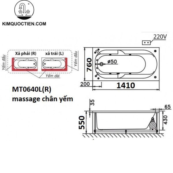 Bồn tắm massage Caesar MT0640L/R 