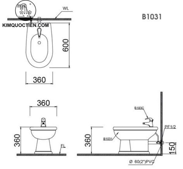Bồn tiểu nữ CAESAR B1031