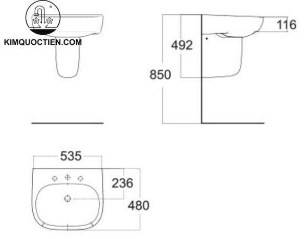 Lavabo AMERICAN 0955-WT 