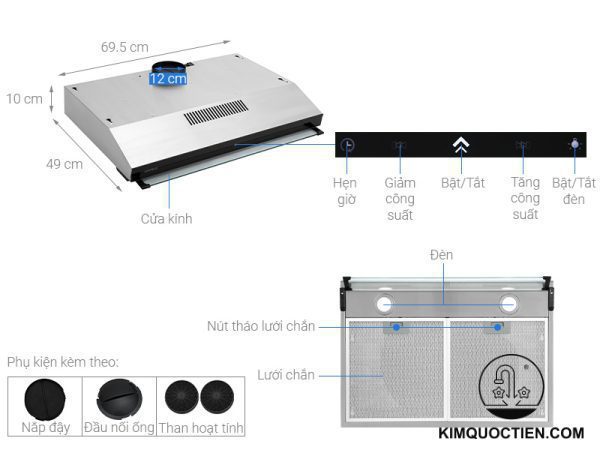 Máy Hút Mùi Hafele HC-BI70B 538.86.095 khử mùi tốt đa chế độ