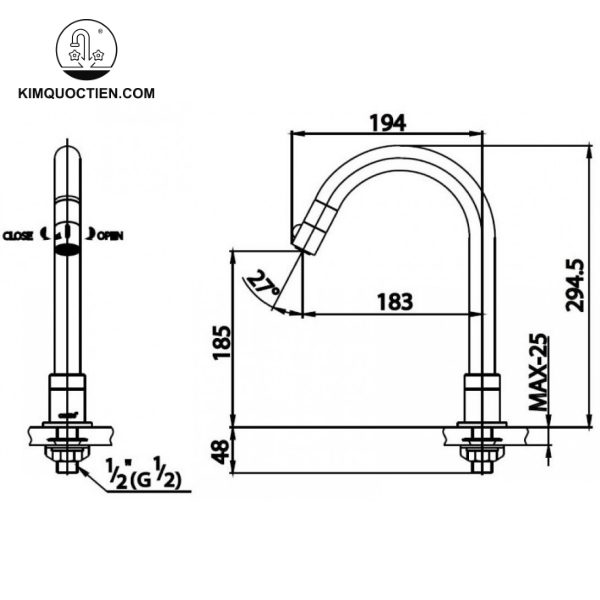 Vòi bếp COTTO CT1063 Lạnh thiết kế hiện đại tinh tế