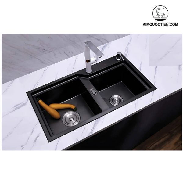 Chậu rửa chén BELLO BL-C590 2 hộc màu đen có khả năng chống ồn tốt, độ bền cao và an toàn khi sử dụng