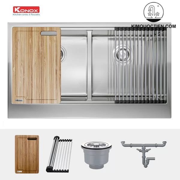 Vệ sinh bếp dễ dàng hơn với thiết kế tinh tế của bồn rửa chén KONOX