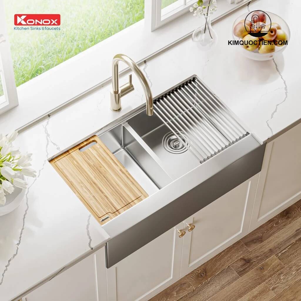 Mẫu bồn rửa phong cách châu Âu đã có mặt tại căn bếp Việt
