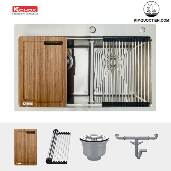 Mẫu chậu rửa chén KN8850TD tích hợp nhiều phụ kiện tiện ích  tối ưu hóa diện tích làm bếp