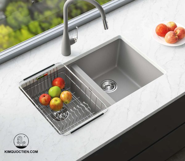 Chậu rửa chén KONOX VELOCI 760D Grey 2 hộc màu xám