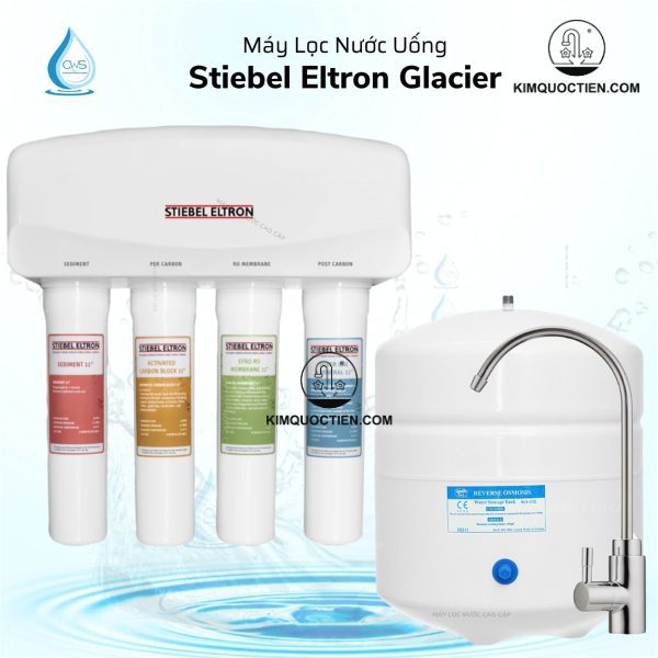 Máy lọc nước RO Stiebel Eltron Glacier với hệ thống 4 lõi lọc tiên tiến: loại bỏ cặn thô, khử clo, lọc tạp chất siêu nhỏ và ngăn tái nhiễm khuẩn, mang đến nguồn nước tinh khiết, an toàn và ngọt tự nhiên.