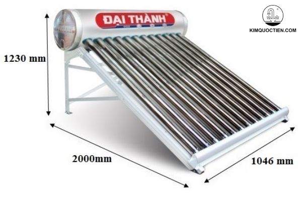 Số đo của máy năng lượng mặt trời 150L Vigo SUS316