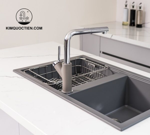 Vòi Rửa Chén KONOX Artan Grey Dây Rút thiết kế hiện đại
