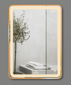 Gương Led GLS Q23R35 Chữ Nhật Viền Nhôm Vàng Hồng Rose Dòng Q 50x70cm