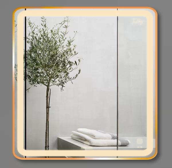 Gương Led GLS Q23S25 Vuông Viền Nhôm Vàng Hồng Rose Dòng Q 60x60cm