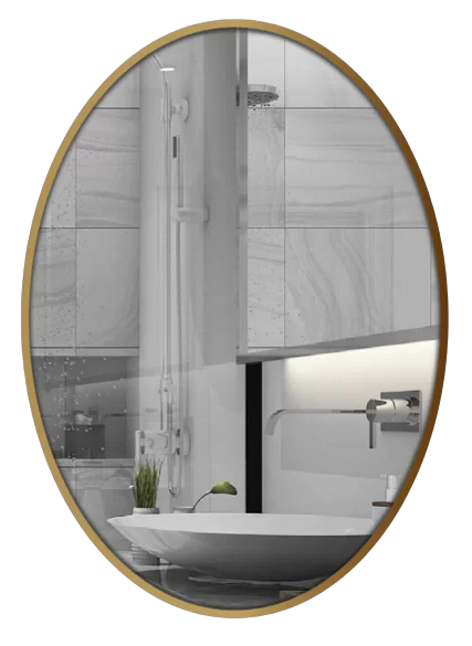 Gương GLS F12E30 Ellipes Viền Nhôm Vàng Gold Dòng F 50x70cm