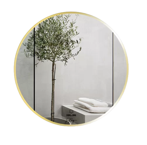 Gương GLS F12C80 Tròn Viền Nhôm Vàng Gold Dòng F 60cm