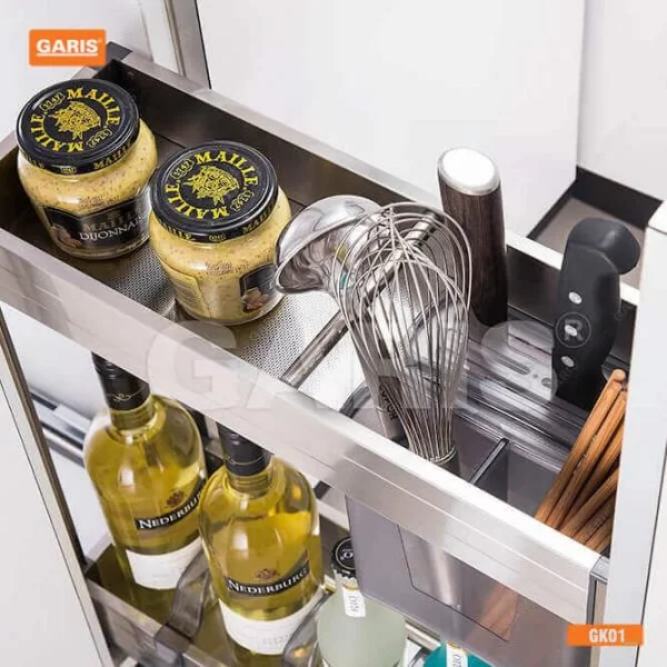 Giá Dao Thớt Gia Vị Chai Lọ GARIS GK01.20 Inox Nan Hộp Cánh Kéo 200mm