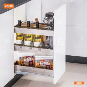 Giá Dao Thớt Gia Vị Chai Lọ GARIS GM01.35 Inox Nan Hộp Cánh Kéo 350mm
