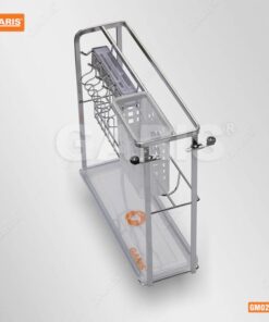 Giá Dao Thớt Chai Lọ GARIS GM02.20E Inox Xước Mờ Nan Vuông Cánh Kéo 200mm