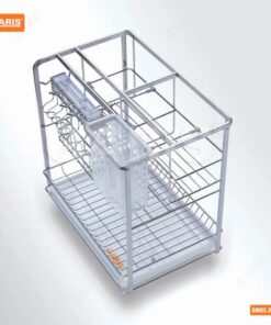 Giá Dao Thớt Chai Lọ GARIS GM02.35E Inox Xước Mờ Nan Vuông Cánh Kéo 350mm