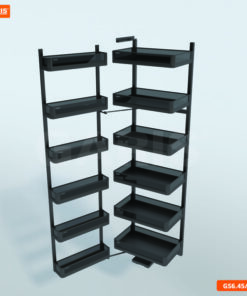 Tủ Đồ Khô GARIS GS6.45D Khay Nhôm Màu Titan Kính Tối Cánh Mở 6 Tầng 45cm