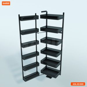 Tủ Đồ Khô GARIS GS6.45D Khay Nhôm Màu Titan Kính Tối Cánh Mở 6 Tầng 45cm