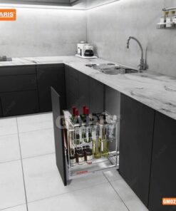 Giá Dao Thớt Gia Vị Chai Lọ GARIS GM02.40C Inox Mạ Chrome Nan Vuông Cánh Kéo 400mm