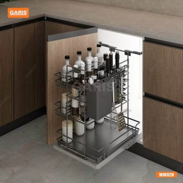 Giá Dao Thớt Gia Vị Chai Lọ GARIS MM02.40N Thép Màu Titan Rộng 345mm