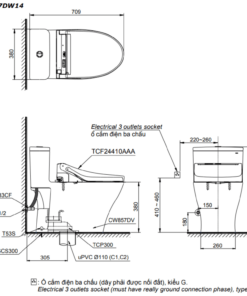 Bản vẽ kỹ thuật bồn cầu TOTO MS857DW14