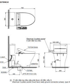 Bản vẽ Kỹ Thuật TOTO MS857DW16 1 khối