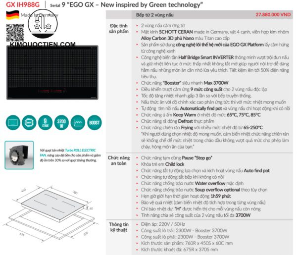 bếp từ GrandX GX IH988G