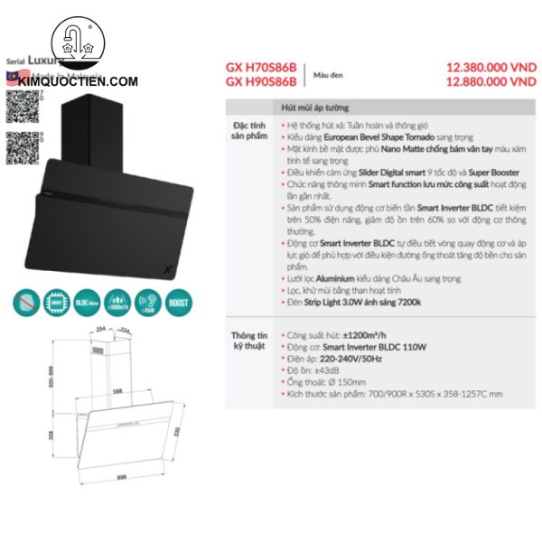 Máy hút mùi GrandX GX H90S86B