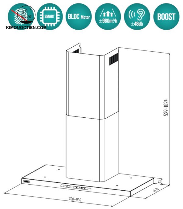 máy hút mùi áp tường GrandX GX H70T65